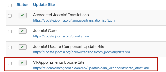 VikAppointments Update Site - VikUpdater plugin