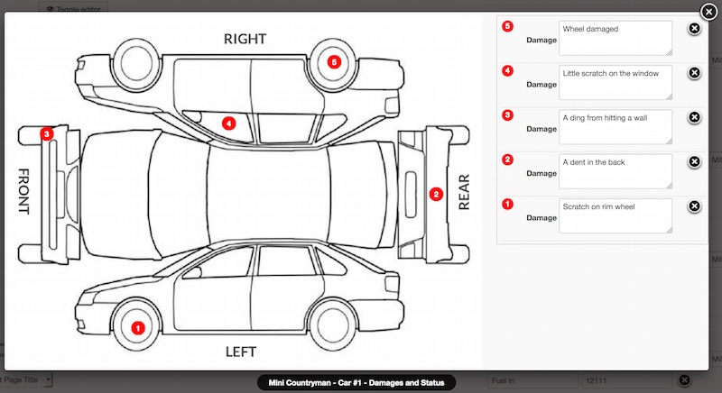 Vik Rent Car - Car Damages example