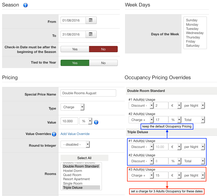 Occupancy Pricing Overrides