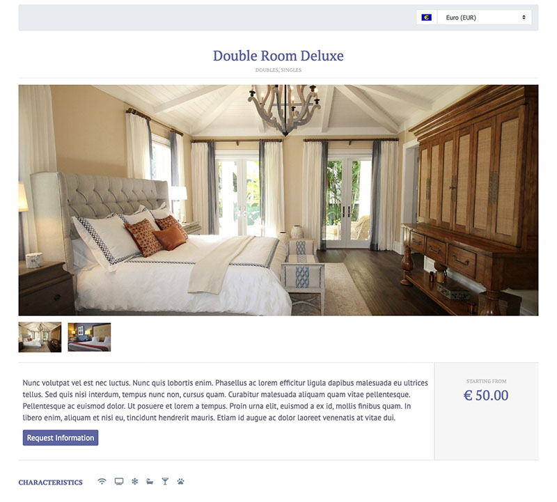 Room Details during the booking process Room Details during the booking process