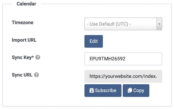 iCalendar Import Employee Configuration button