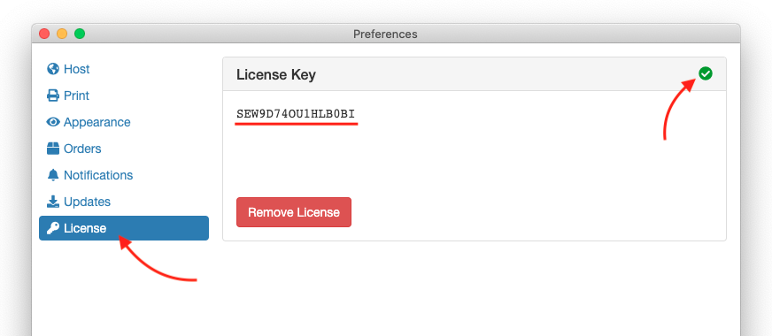 VRE Printer - Enter License