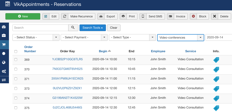 Reservations - Zoom Filters