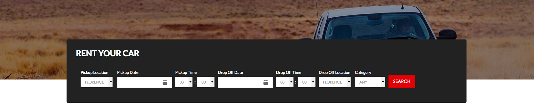 Vik Rent Car Horizontal Search - Adventures Template