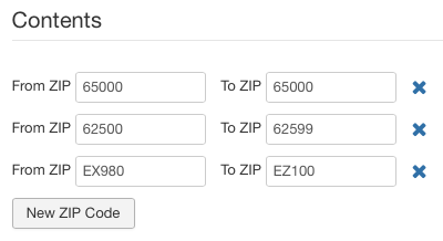 VikRestaurants - ZIP Codes Delivery Area